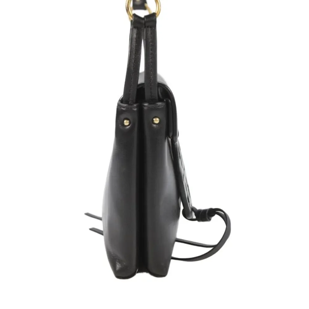 Tory Burch Womens Leather Miller Flap Crossbody Handbag Black